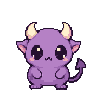 The same lavender pocket demon, idle
